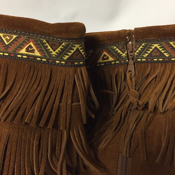 Minnetonka Side Zip Ribbon Trim Fringe Boots SZ 9 - Picture 6 of 8